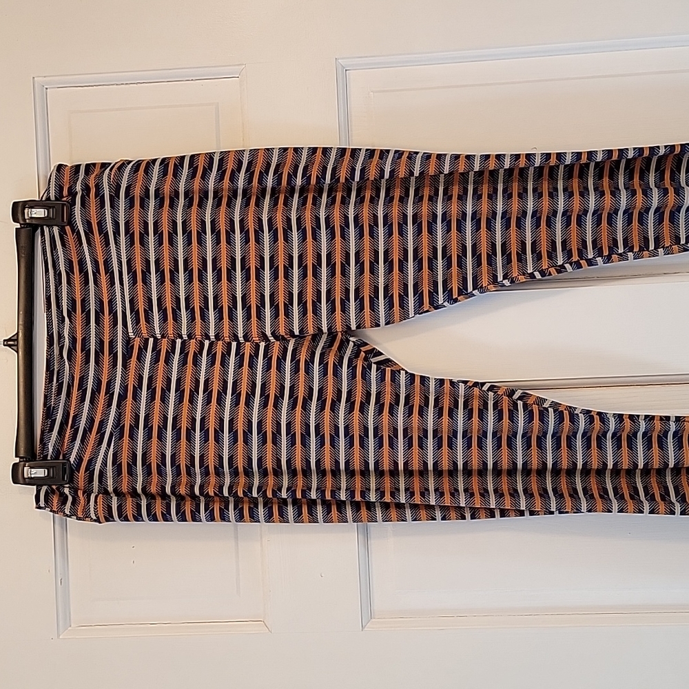 Lularoe blue, white,  and orange leggings L Tall and Curvy